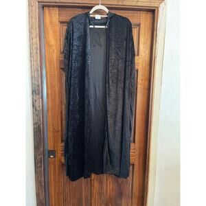 Black, crushed velvet, hooded cape